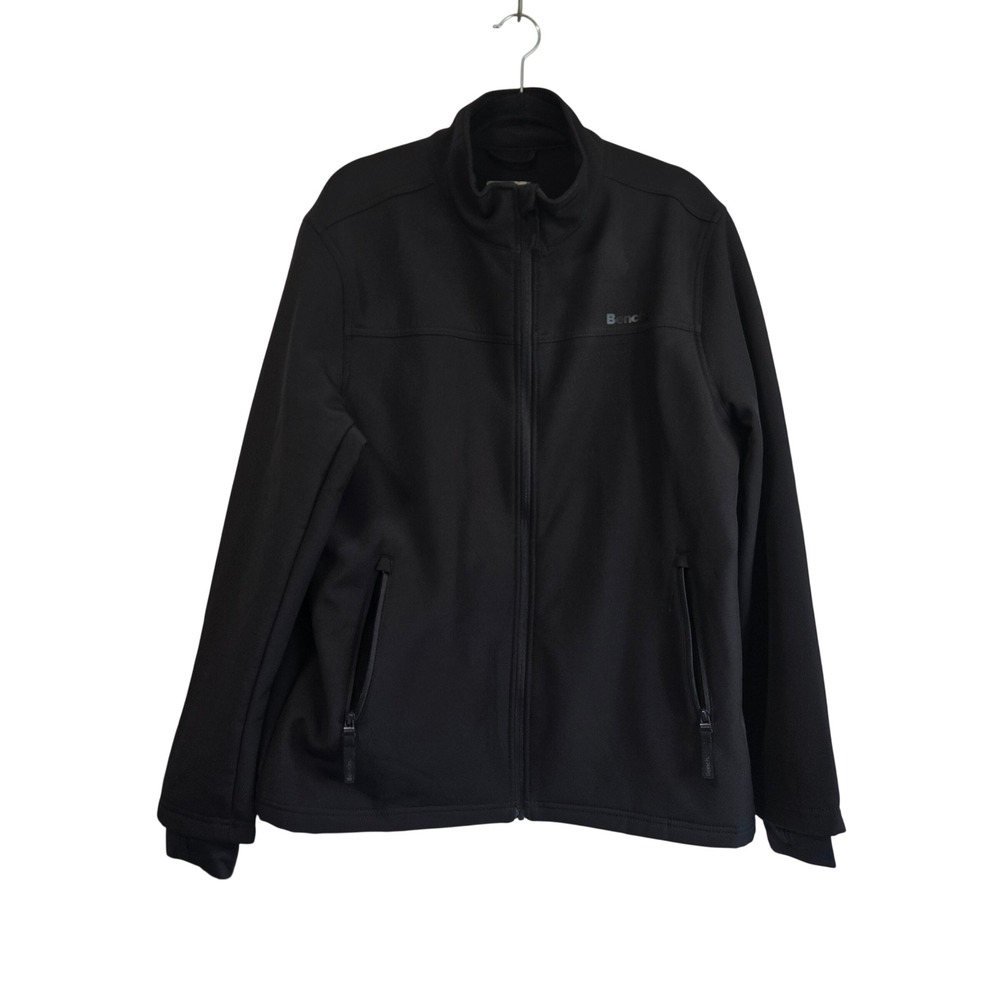 Bench Mens Black Softshell Fleece Lined Full Zip Jacket Thumbhole XL BMKD0065G